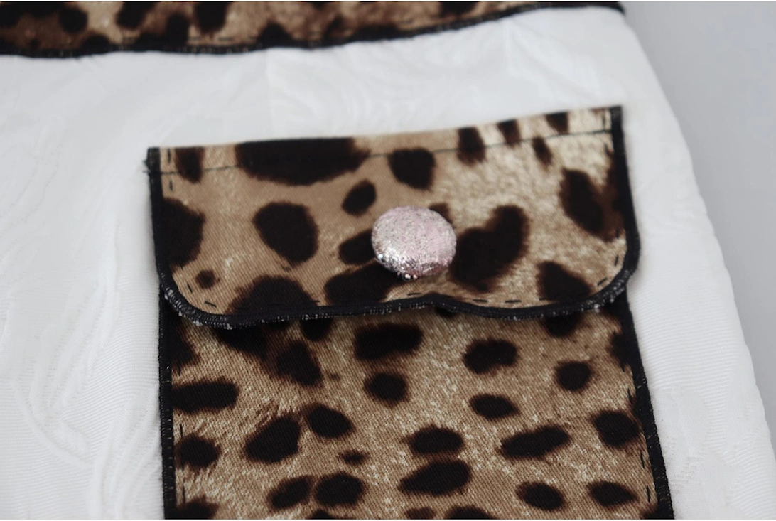 Cropped Pants Leopard Print Detail Women - White Jeans