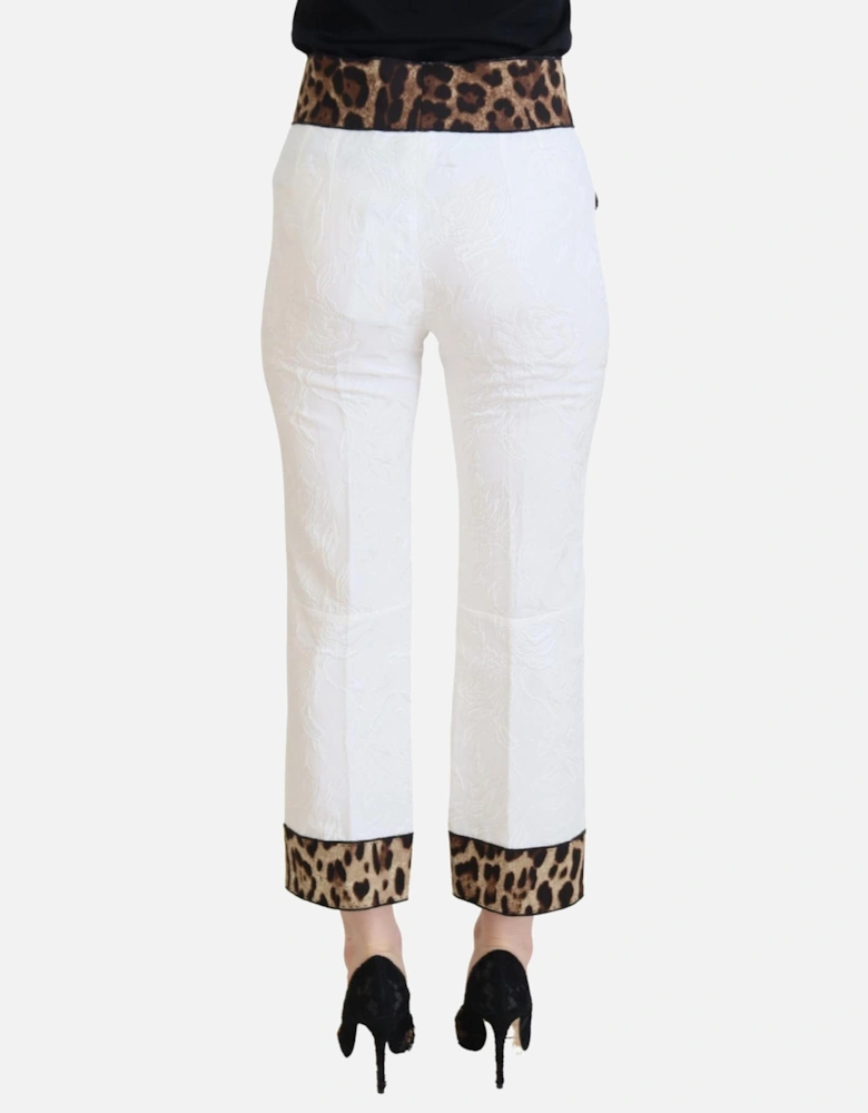 Cropped Pants Leopard Print Detail Women - White Jeans