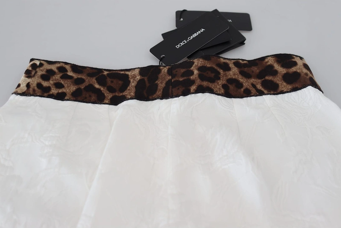 Cropped Pants Leopard Print Detail Women - White Jeans