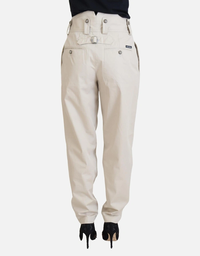 Casual Cotton Pants Women - Beige Jeans