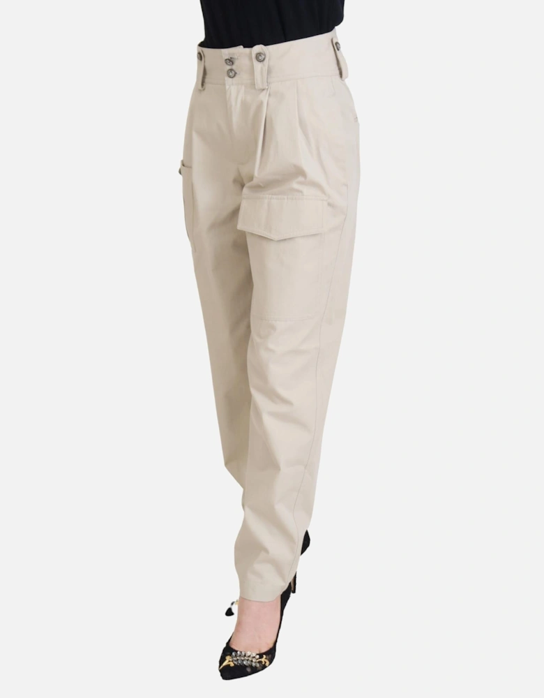 Casual Cotton Pants Women - Beige Jeans