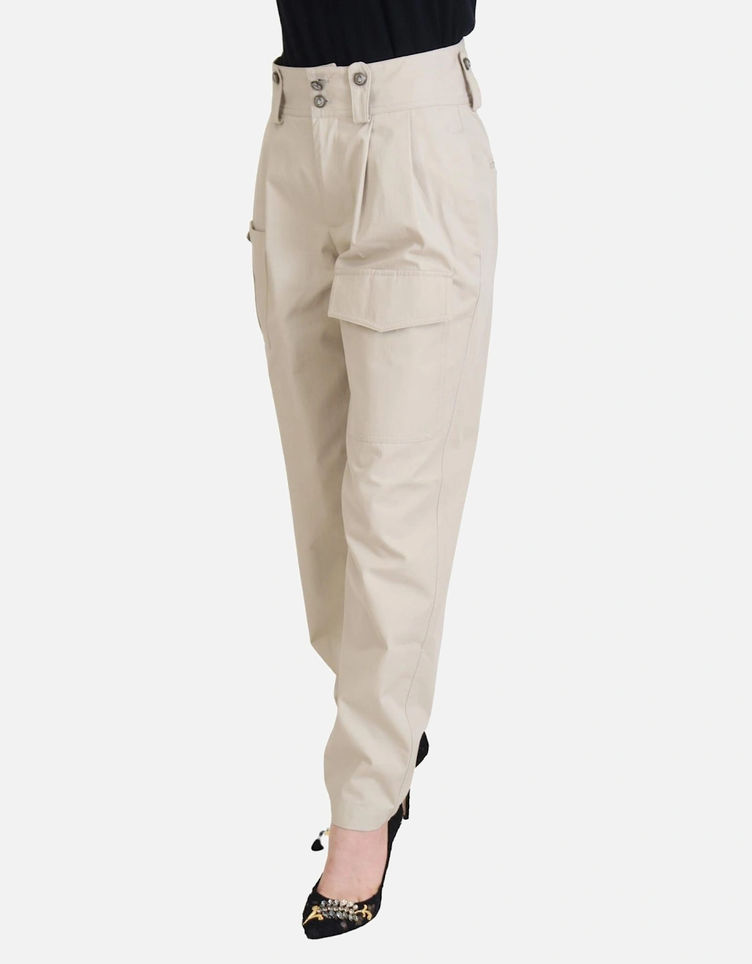 Casual Cotton Pants Women - Beige Jeans