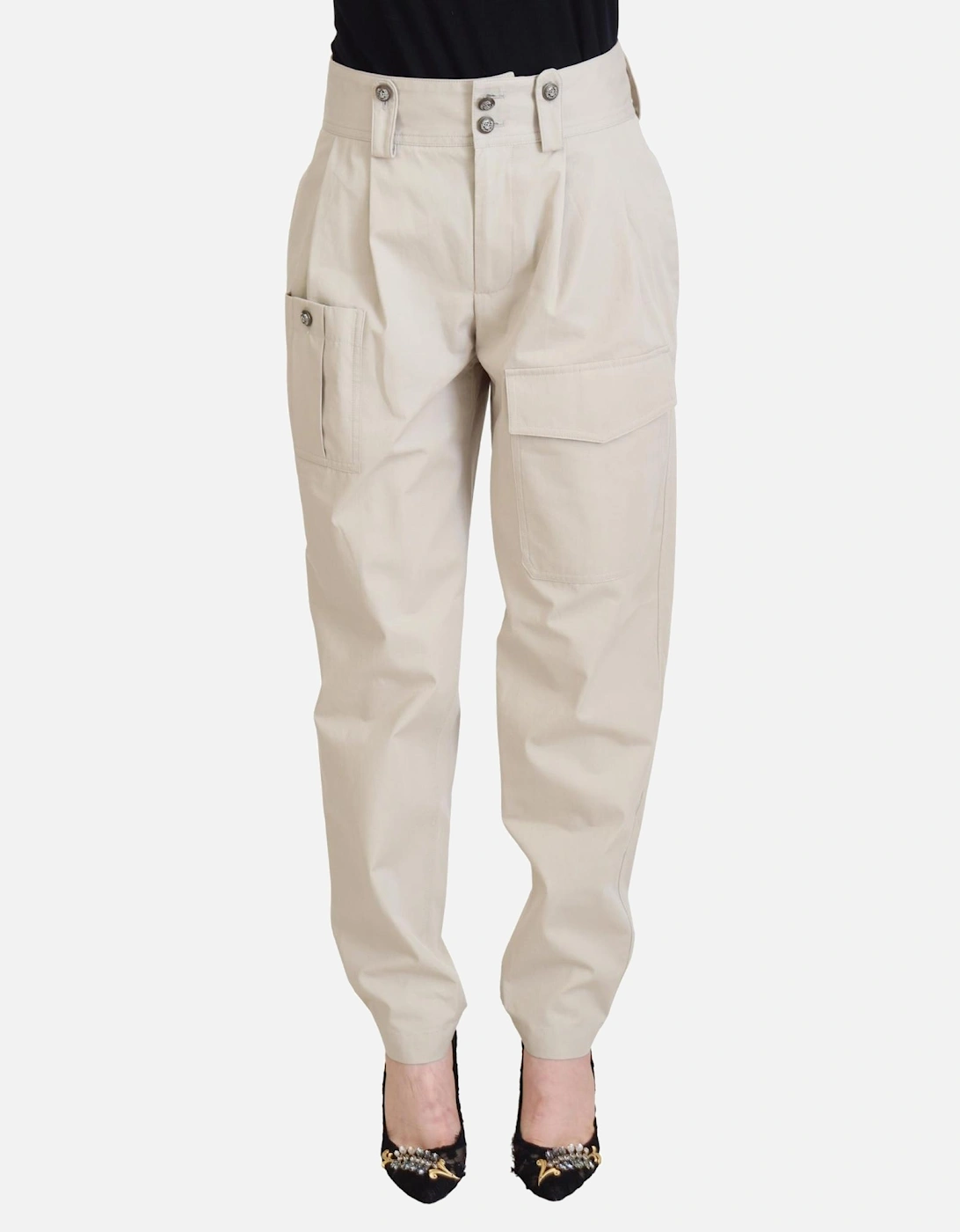 Casual Cotton Pants Women - Beige Jeans, 7 of 6