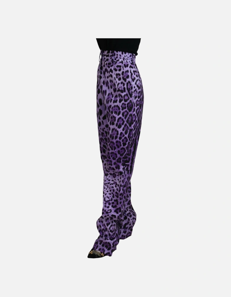 Purple Leopard Print Pants Relaxed Fit Women Jeans