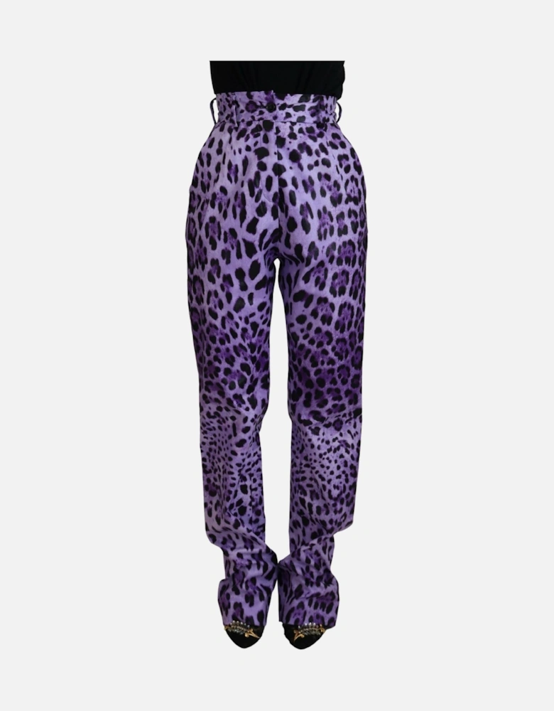 Purple Leopard Print Pants Relaxed Fit Women Jeans