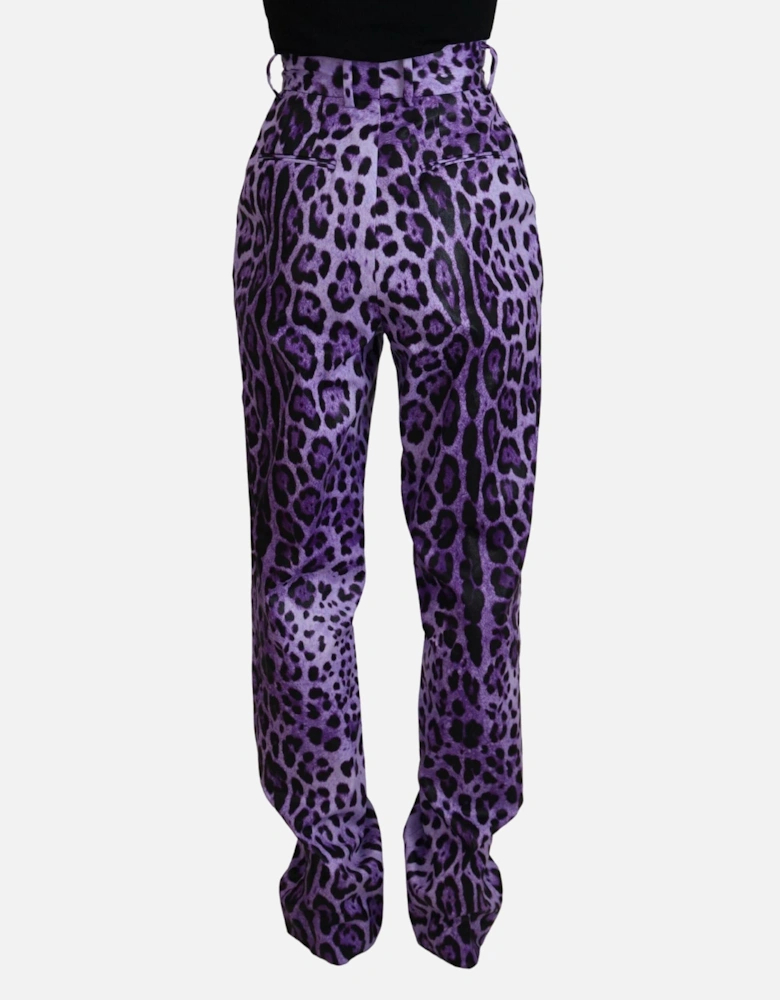 Purple Leopard Print Pants Relaxed Fit Women Jeans