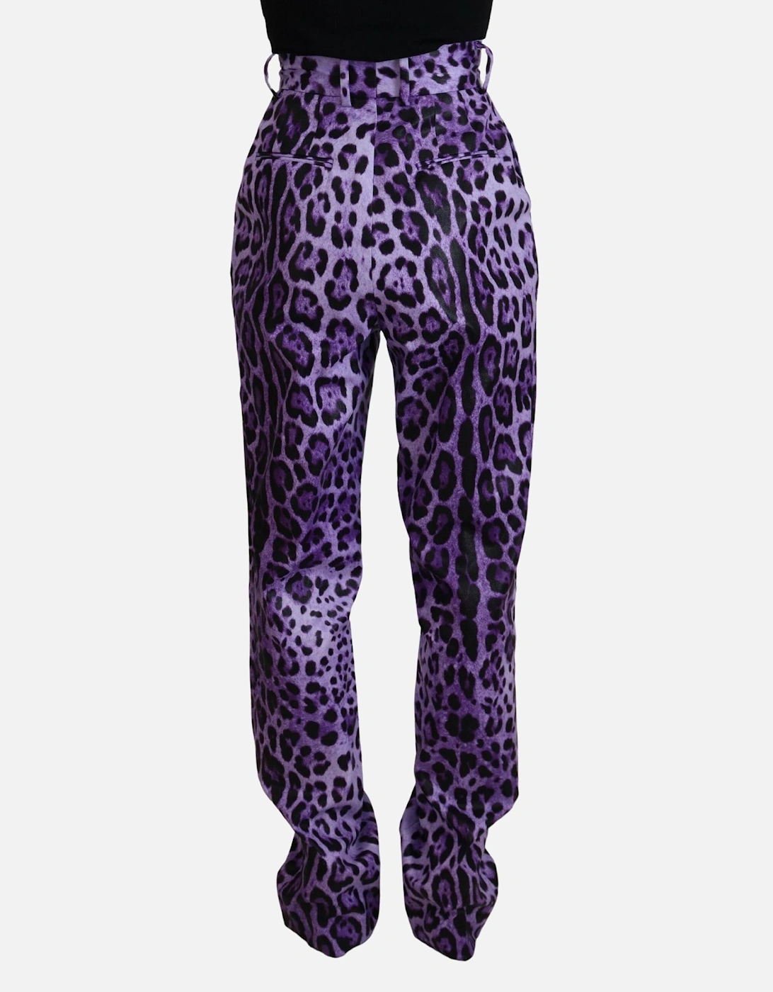 Purple Leopard Print Pants Relaxed Fit Women Jeans