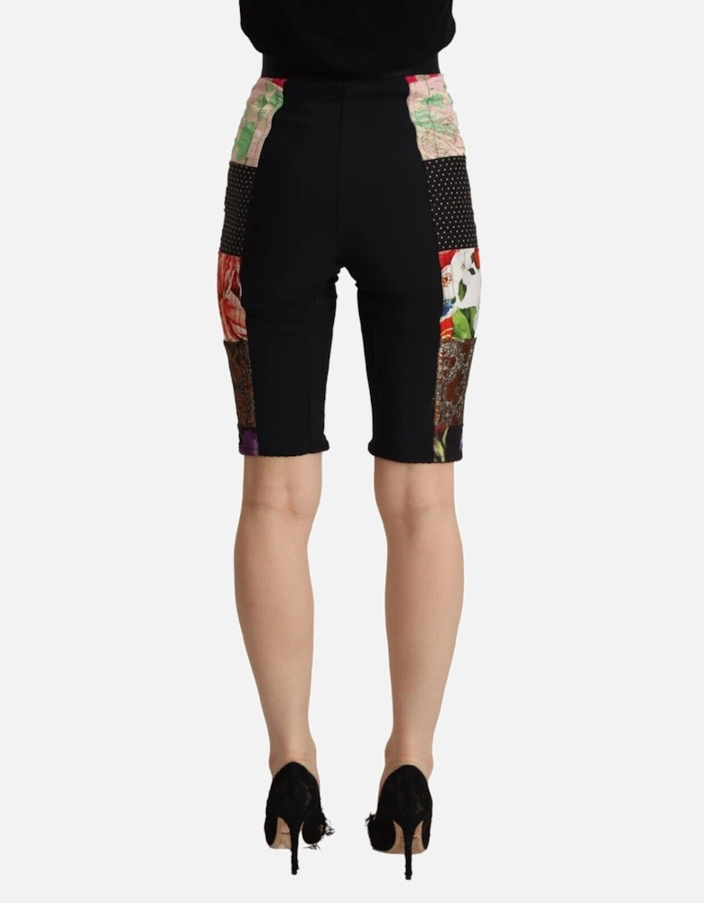 Floral Print Patchwork Shorts Women - Multicolor Jeans