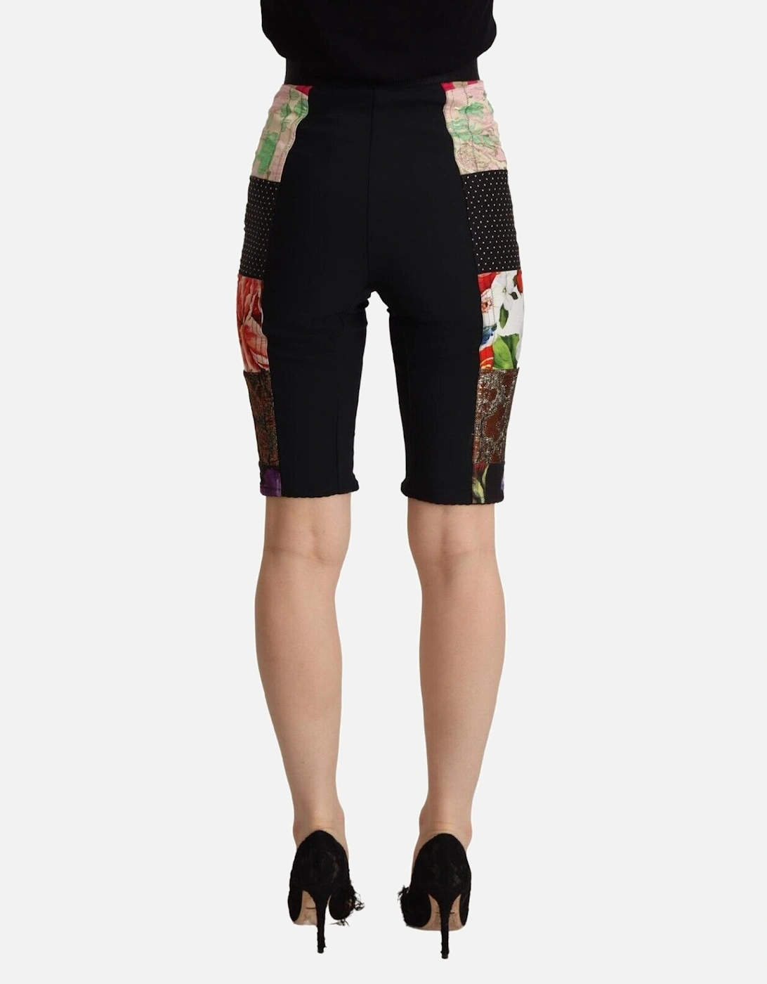 Floral Print Patchwork Shorts Women - Multicolor Jeans