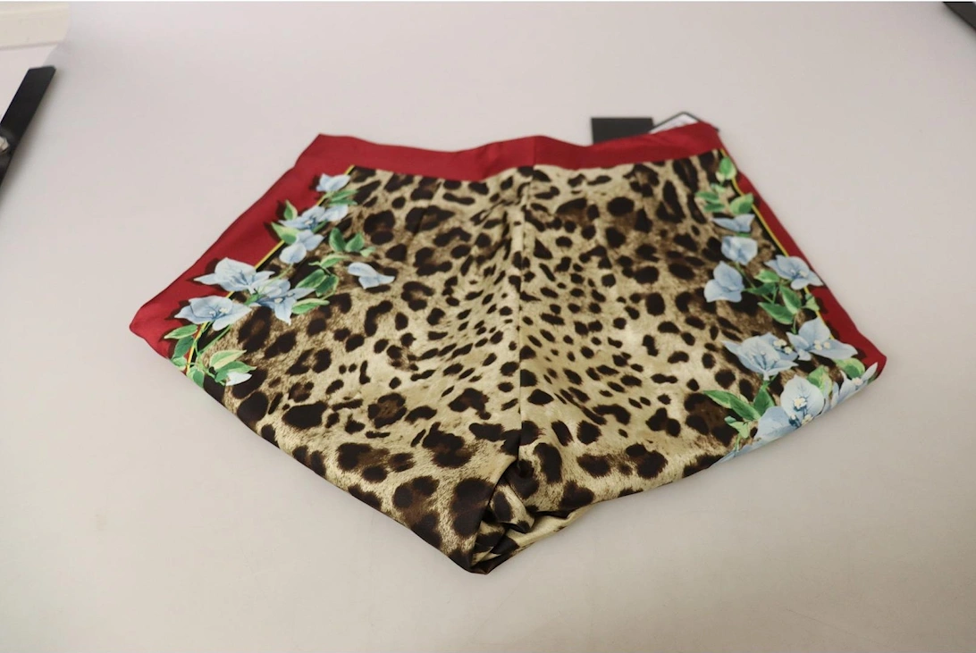 Leopard Print Trousers Floral Side Panel Women - Multicolor Jeans