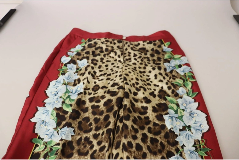 Leopard Print Trousers Floral Side Panel Women - Multicolor Jeans