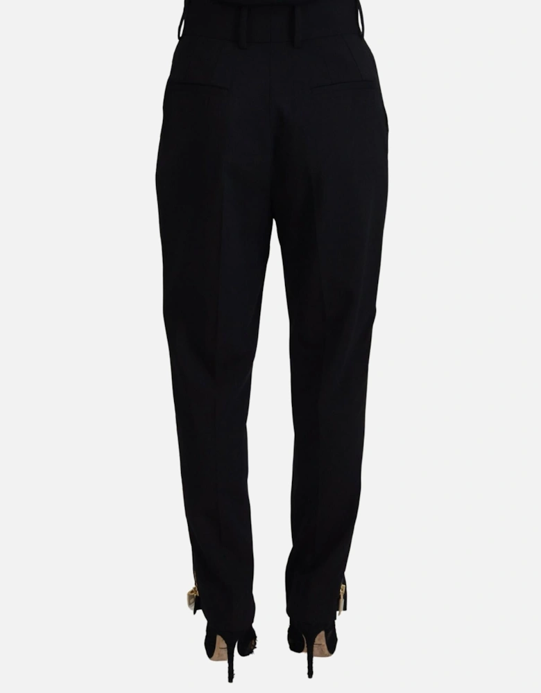 High Waist Tapered Wool-Blend Pants Women - Black Jeans