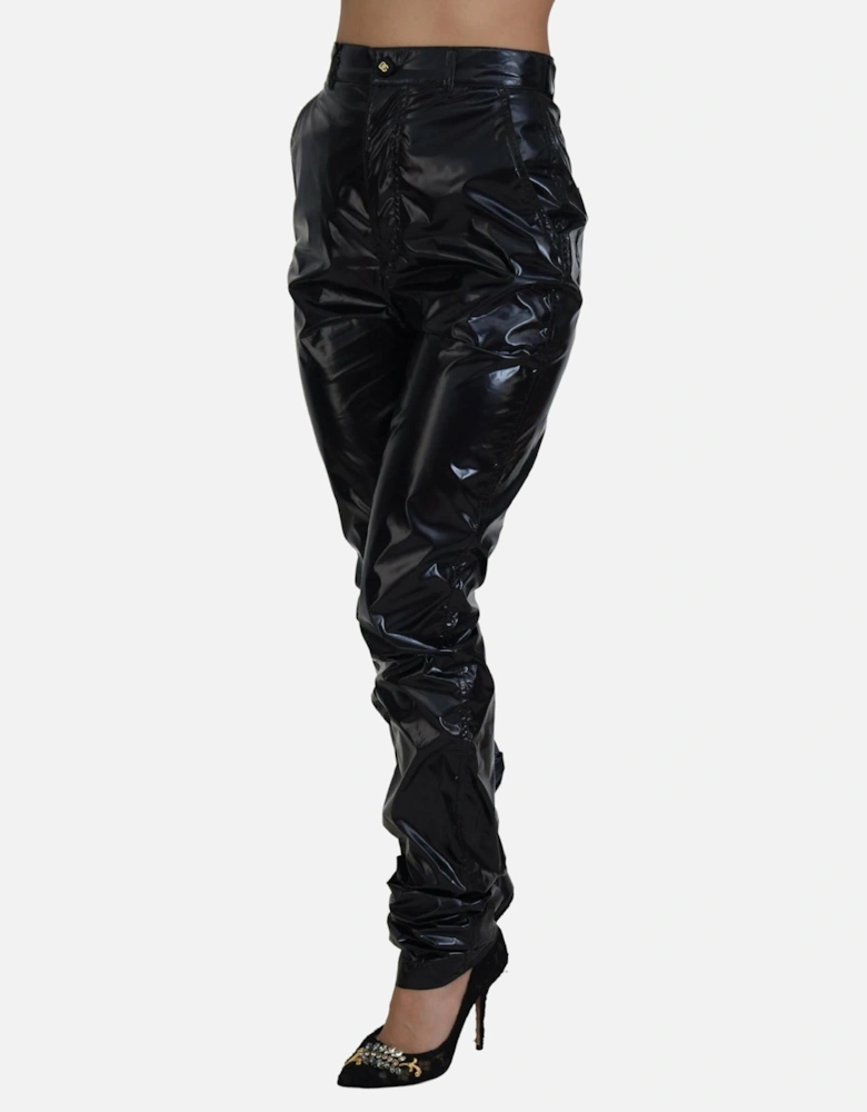 High Waist Skinny Nylon Pants Women - Black Jeans