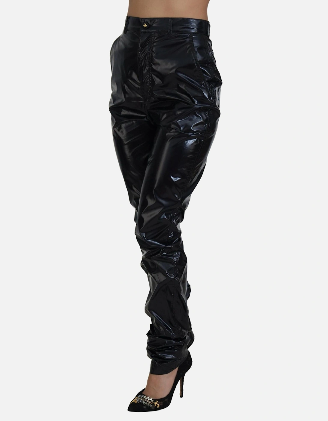High Waist Skinny Nylon Pants Women - Black Jeans