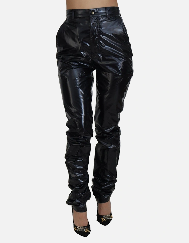 High Waist Skinny Nylon Pants Women - Black Jeans