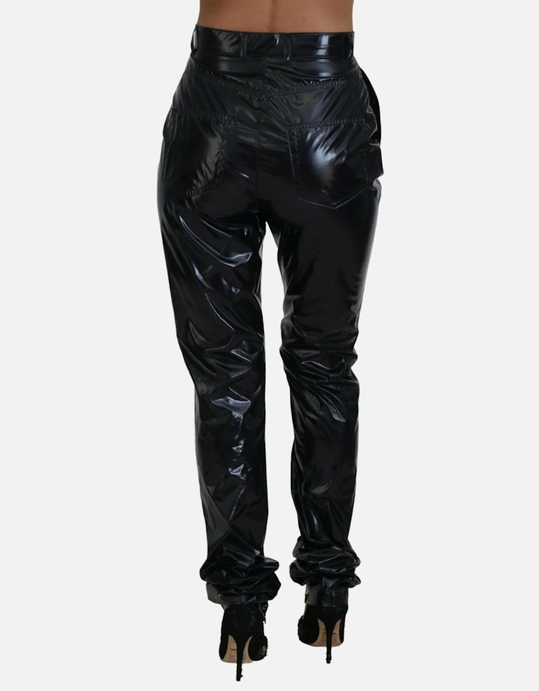 High Waist Skinny Nylon Pants Women - Black Jeans