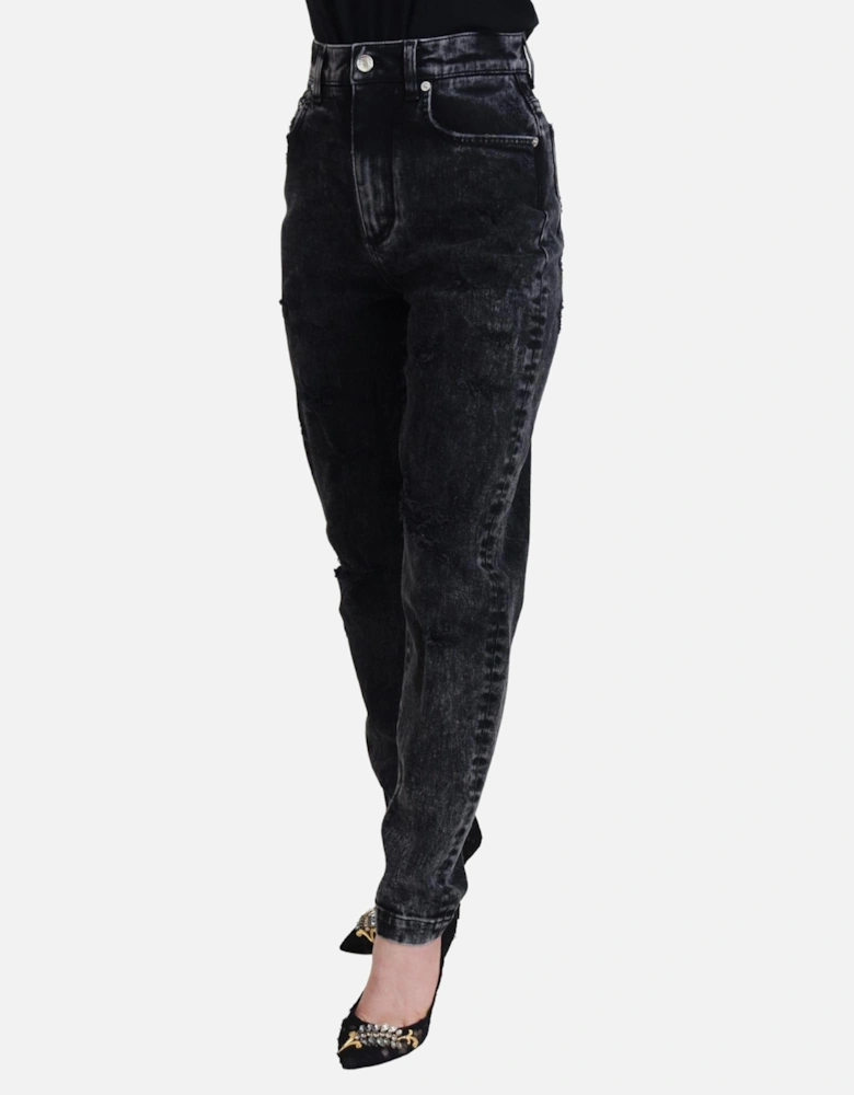 Relaxed Fit Jeans Acid Wash Style Women - Black Jeans