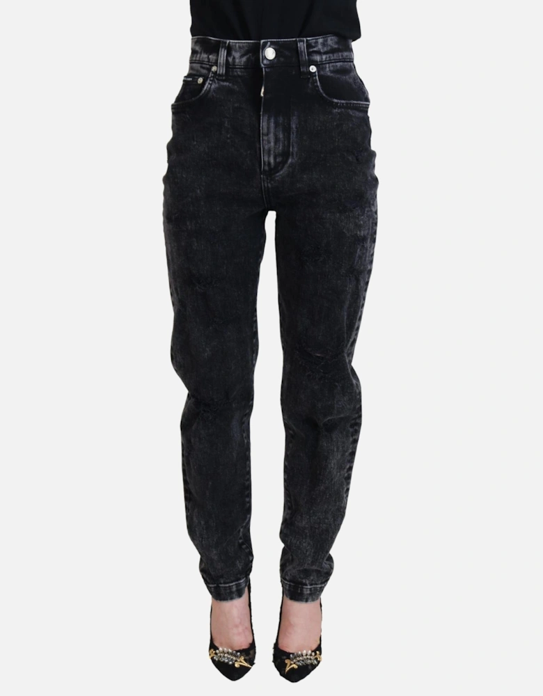 Relaxed Fit Jeans Acid Wash Style Women - Black Jeans