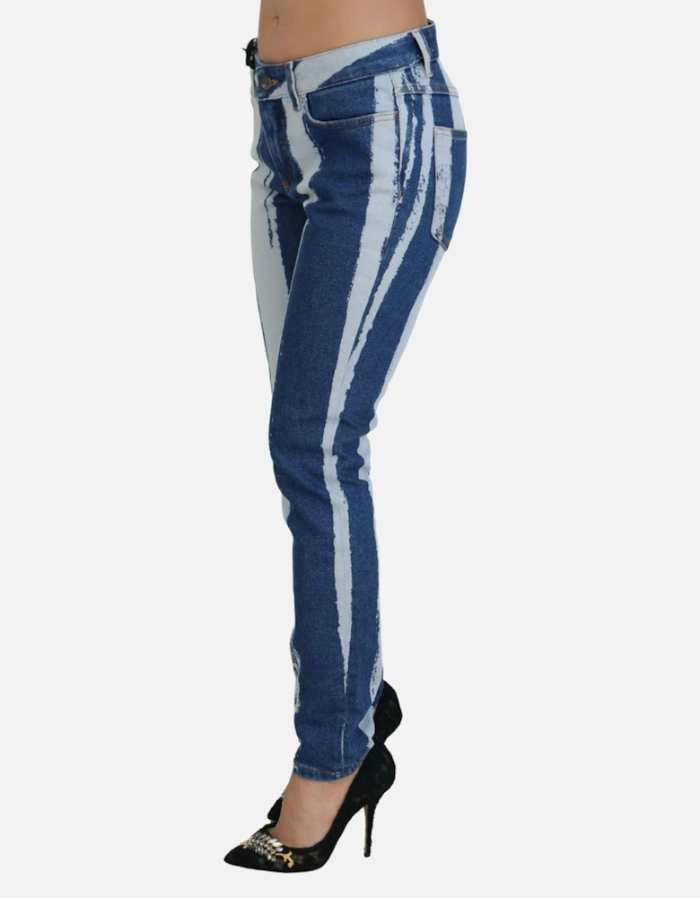 MidRise Skinny Jeans Vertical Paint Splatter Women - Blue Jeans