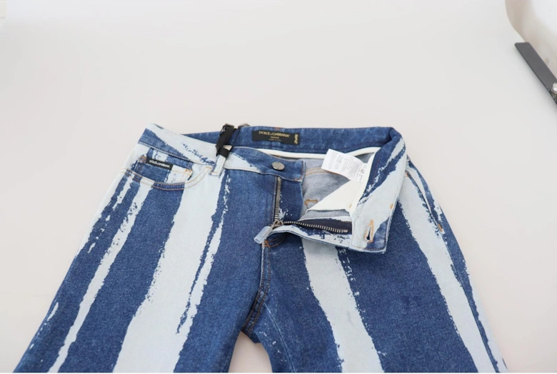 MidRise Skinny Jeans Vertical Paint Splatter Women - Blue Jeans