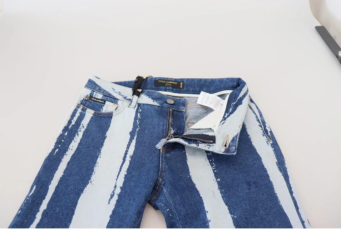 MidRise Skinny Jeans Vertical Paint Splatter Women - Blue Jeans