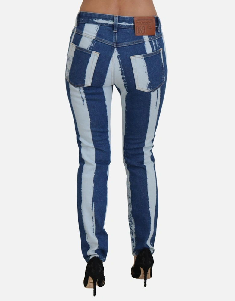 MidRise Skinny Jeans Vertical Paint Splatter Women - Blue Jeans