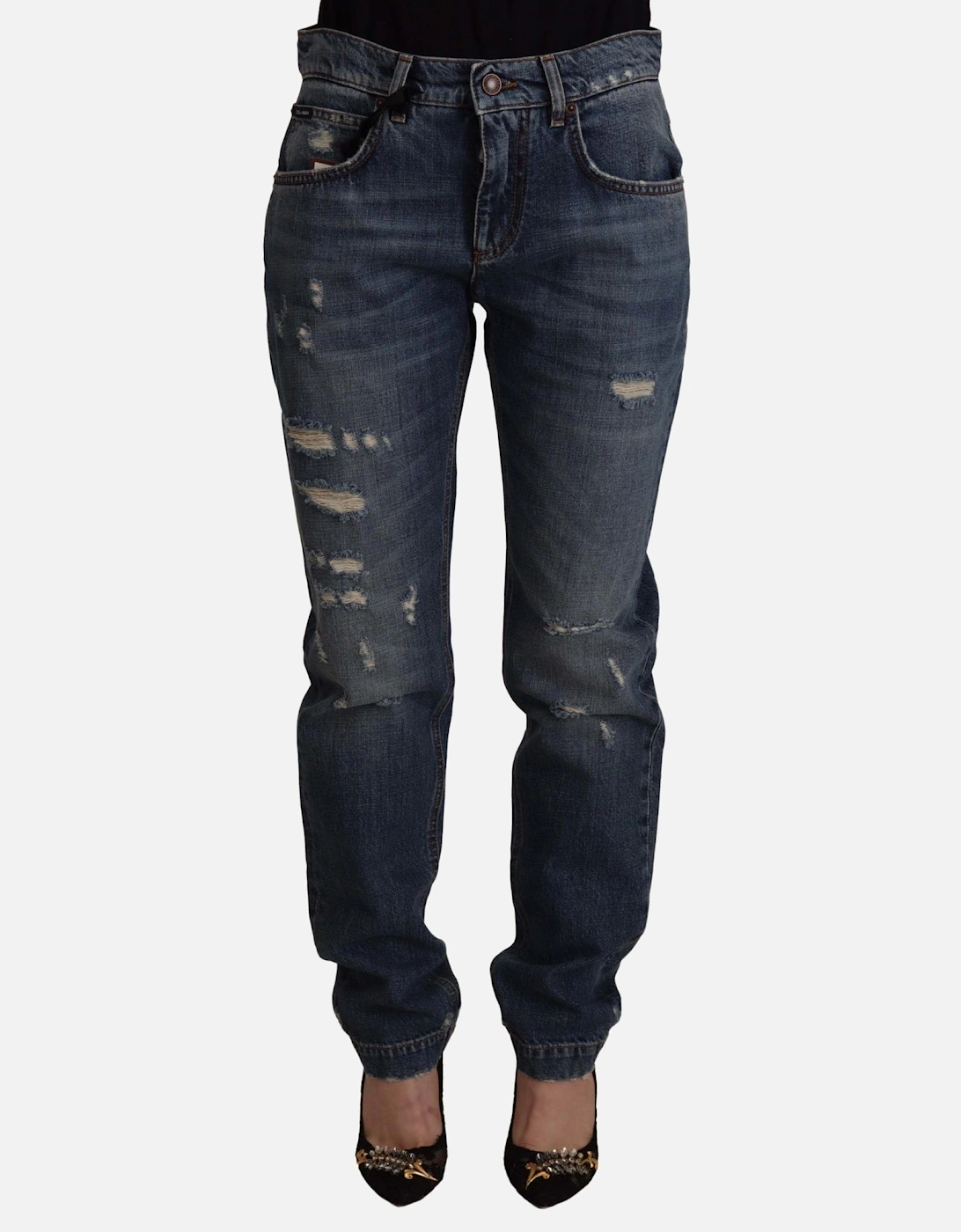 Dolce Gabbana Ripped Jeans Distressed Denim Women - Blue Jeans, 7 of 6