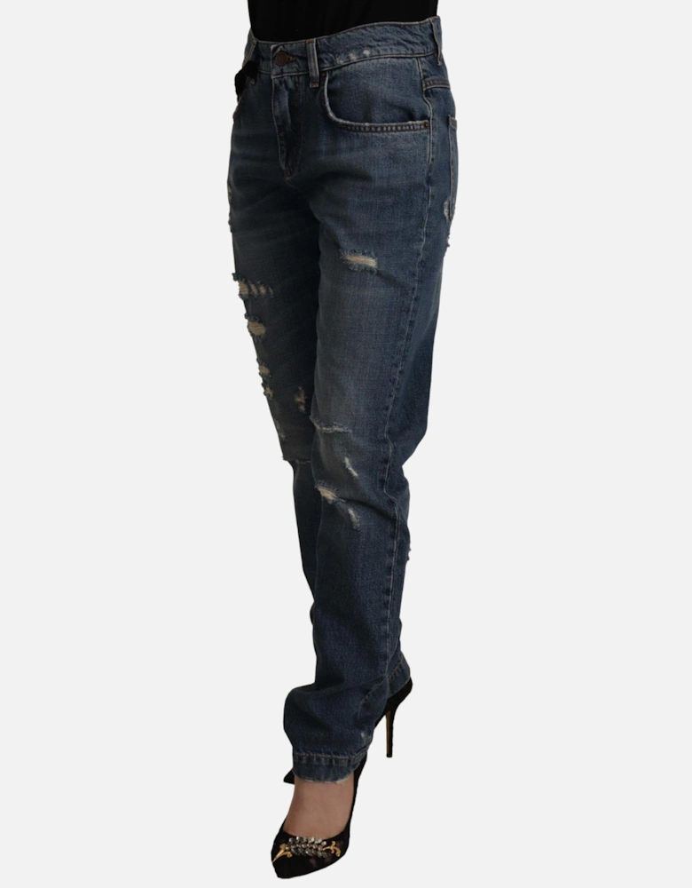 Dolce Gabbana Ripped Jeans Distressed Denim Women - Blue Jeans