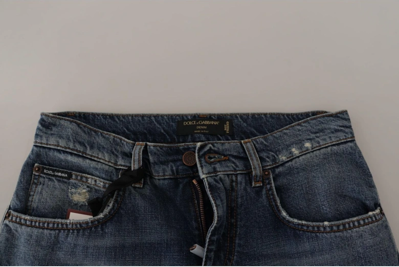 Dolce Gabbana Ripped Jeans Distressed Denim Women - Blue Jeans