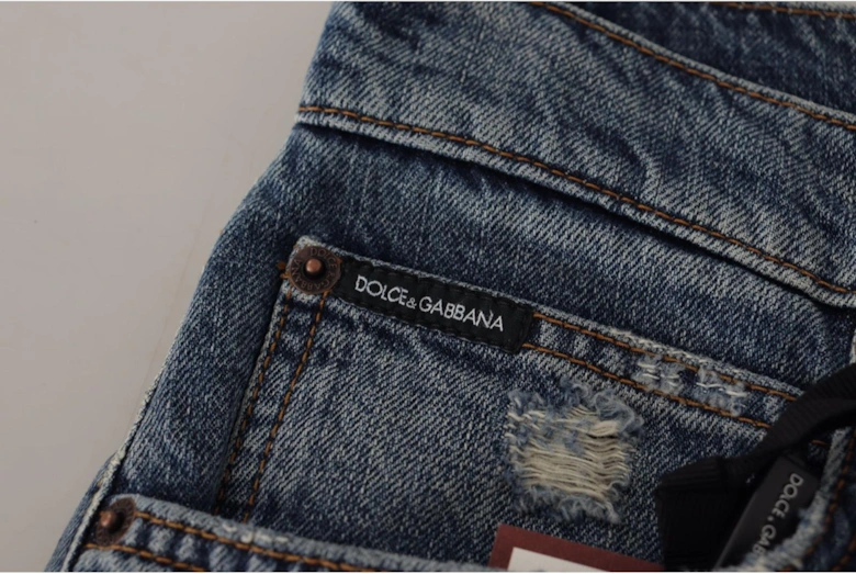 Dolce Gabbana Ripped Jeans Distressed Denim Women - Blue Jeans