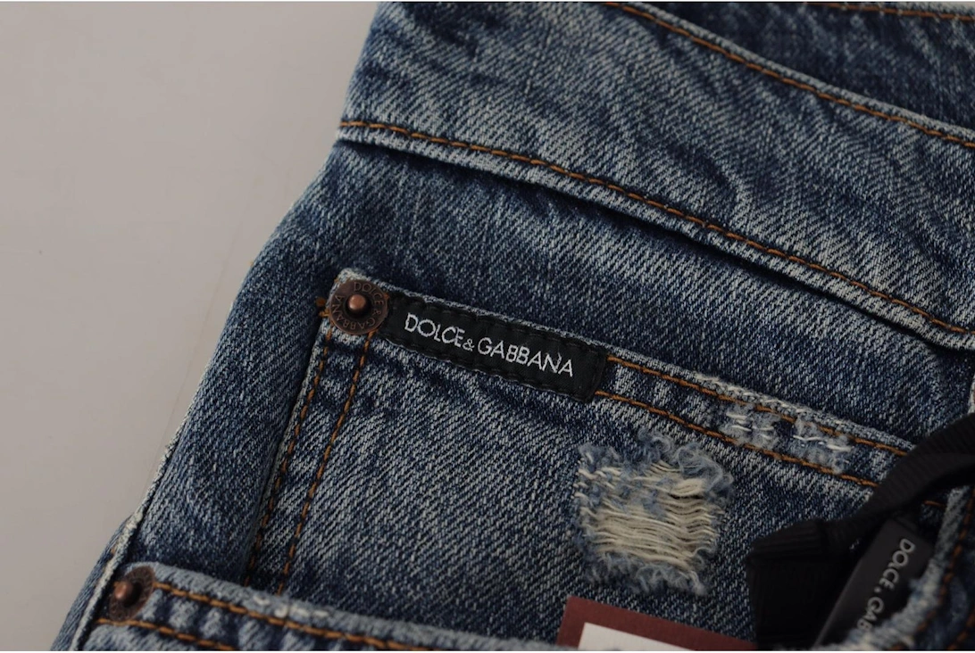 Dolce Gabbana Ripped Jeans Distressed Denim Women - Blue Jeans