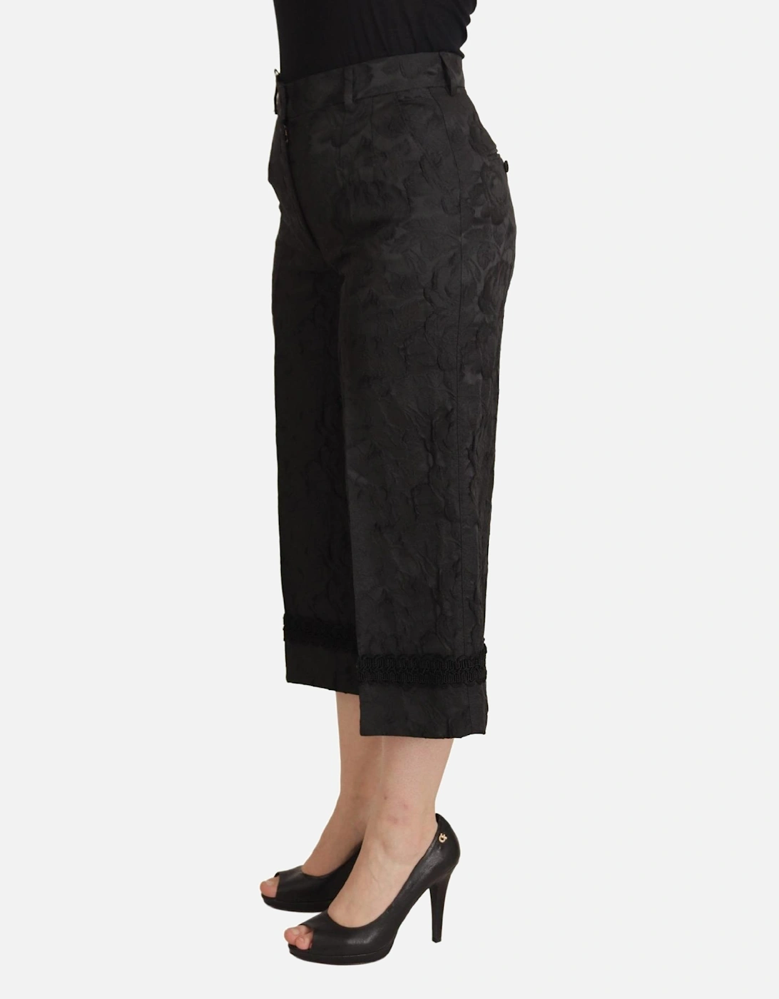 Dolce Gabbana Floral Culottes Black Lace Trim Women Jeans
