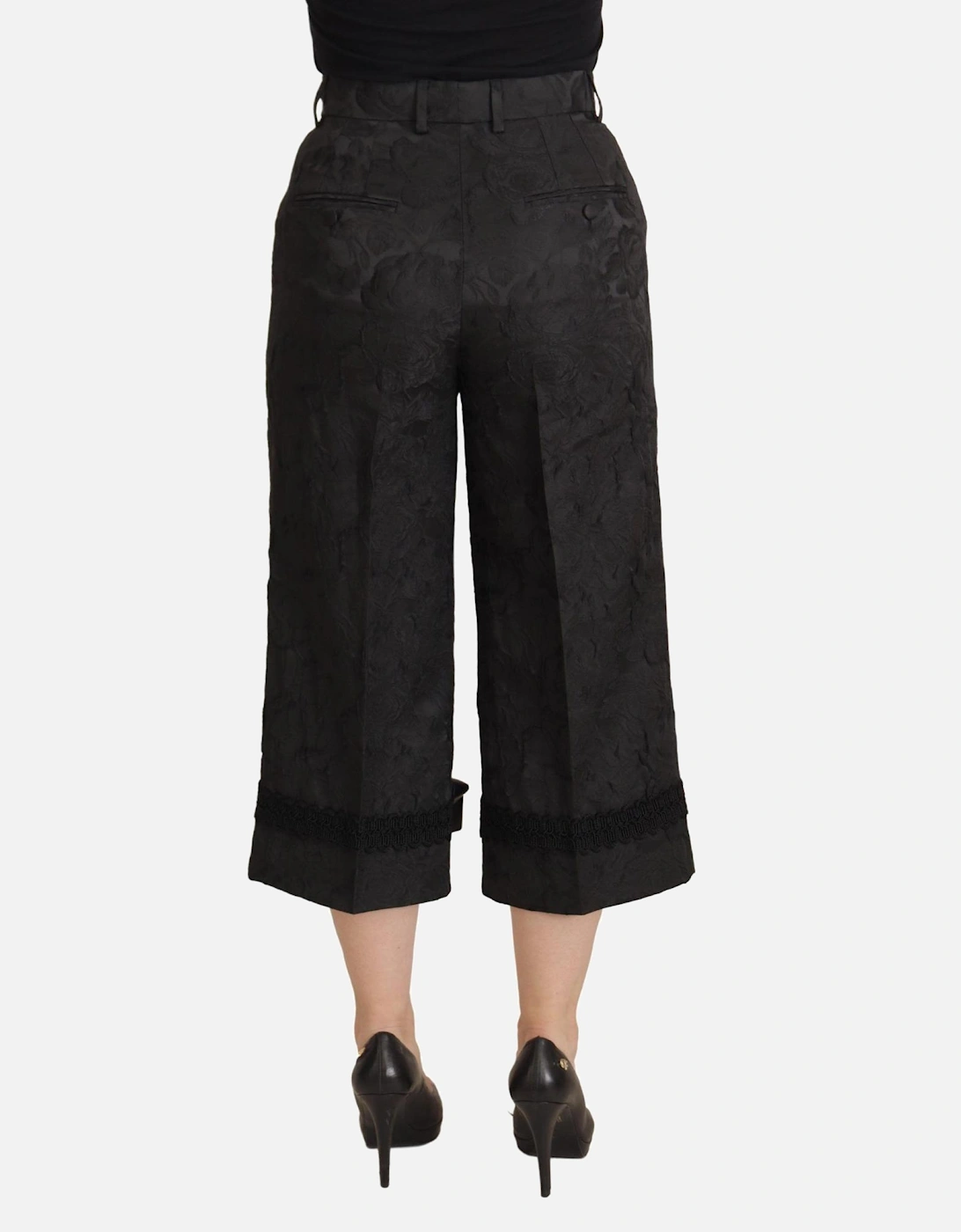 Dolce Gabbana Floral Culottes Black Lace Trim Women Jeans