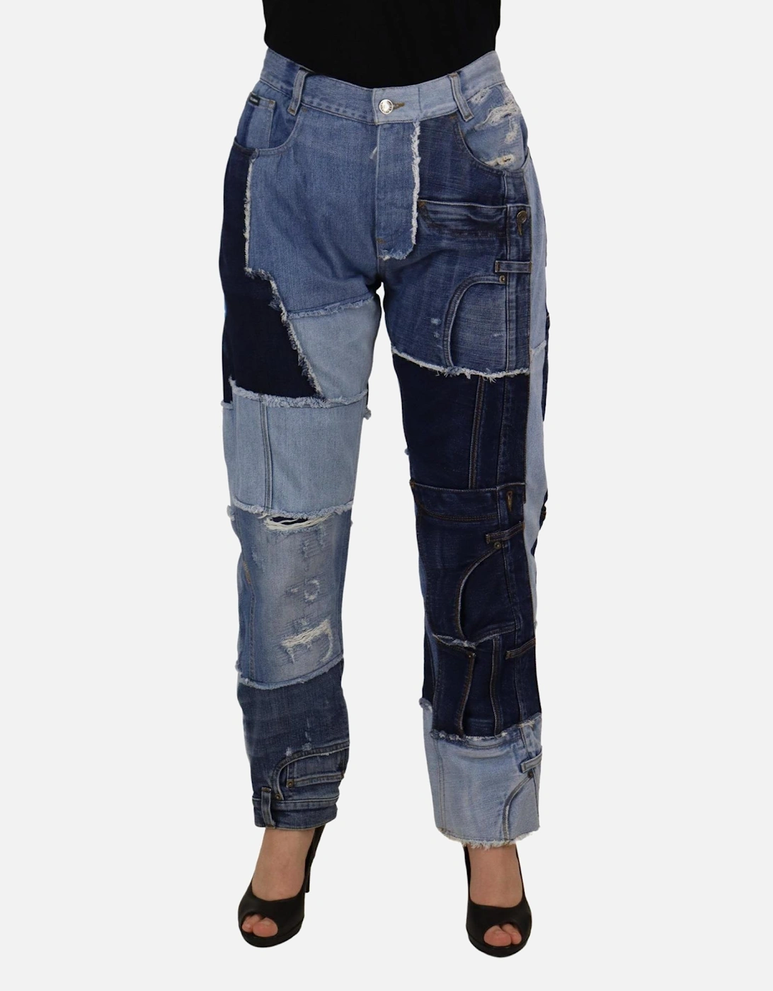 Patchwork Jeans Distressed Denim Women - Multicolor Jeans, 7 of 6