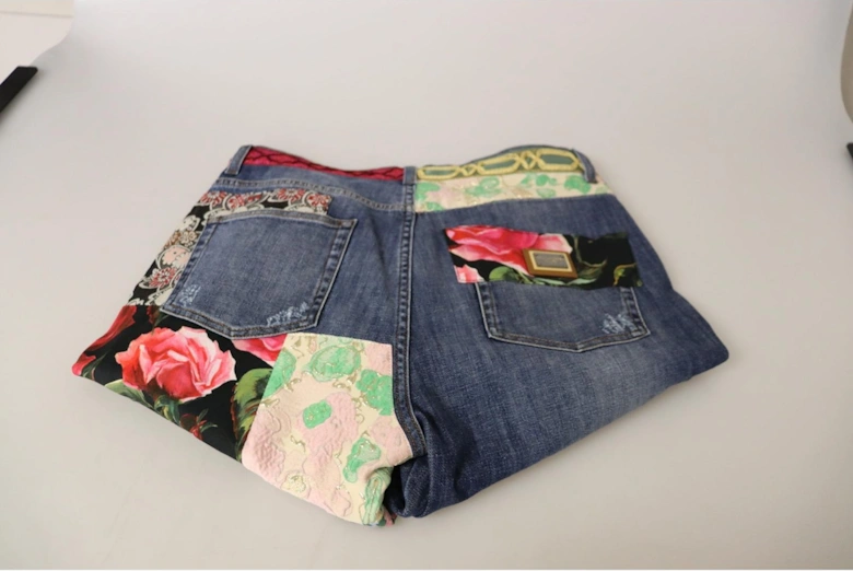 Dolce Gabbana Floral Patch Jeans Distressed Denim Women - Blue Jeans
