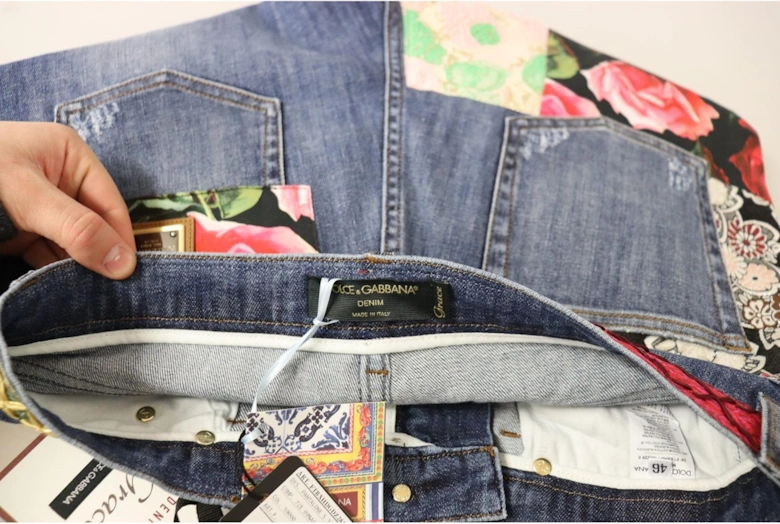 Dolce Gabbana Floral Patch Jeans Distressed Denim Women - Blue Jeans
