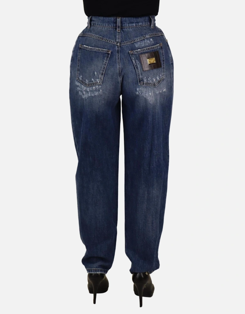 Dolce Gabbana Ripped Jeans Pleated High Waist Women - Blue Jeans