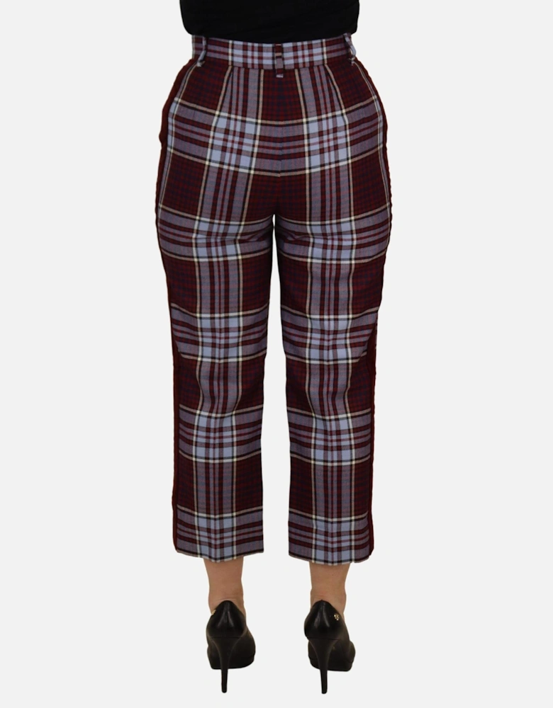 Cropped Plaid Trousers Women - Gray Jeans