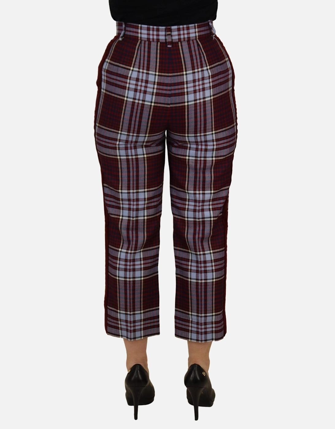 Cropped Plaid Trousers Women - Gray Jeans