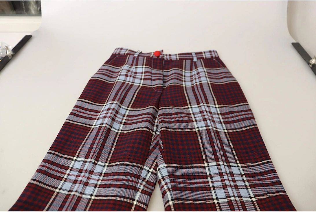 Cropped Plaid Trousers Women - Gray Jeans
