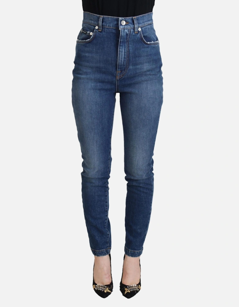 High Waisted Skinny Jeans Mid Wash Women - Blue Jeans