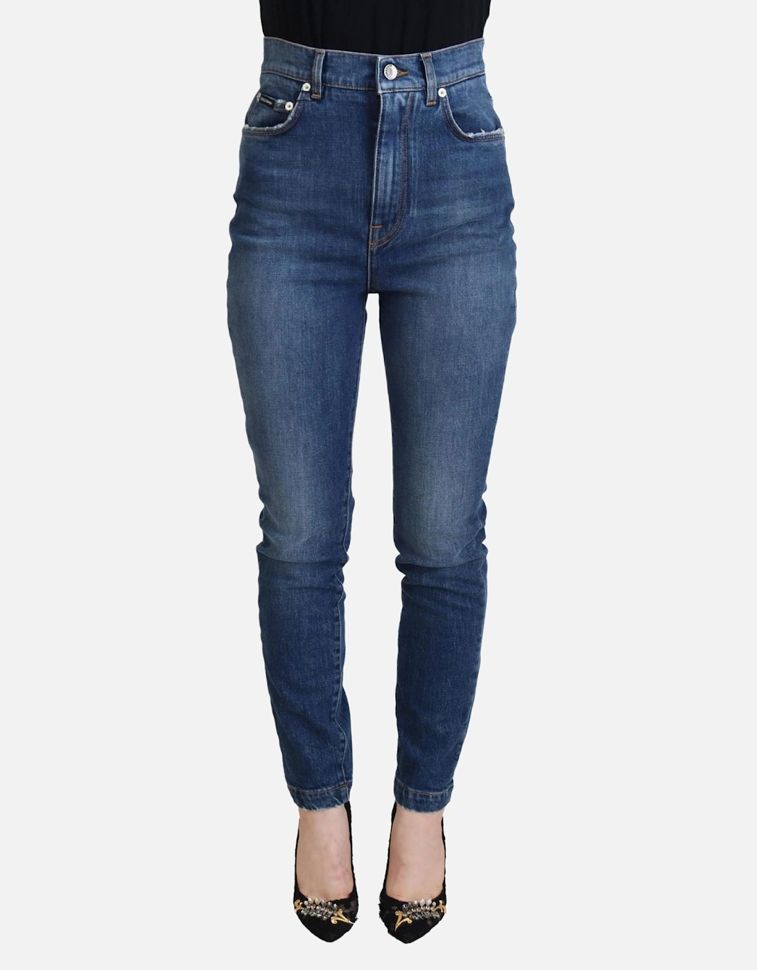 High Waisted Skinny Jeans Mid Wash Women - Blue Jeans, 7 of 6