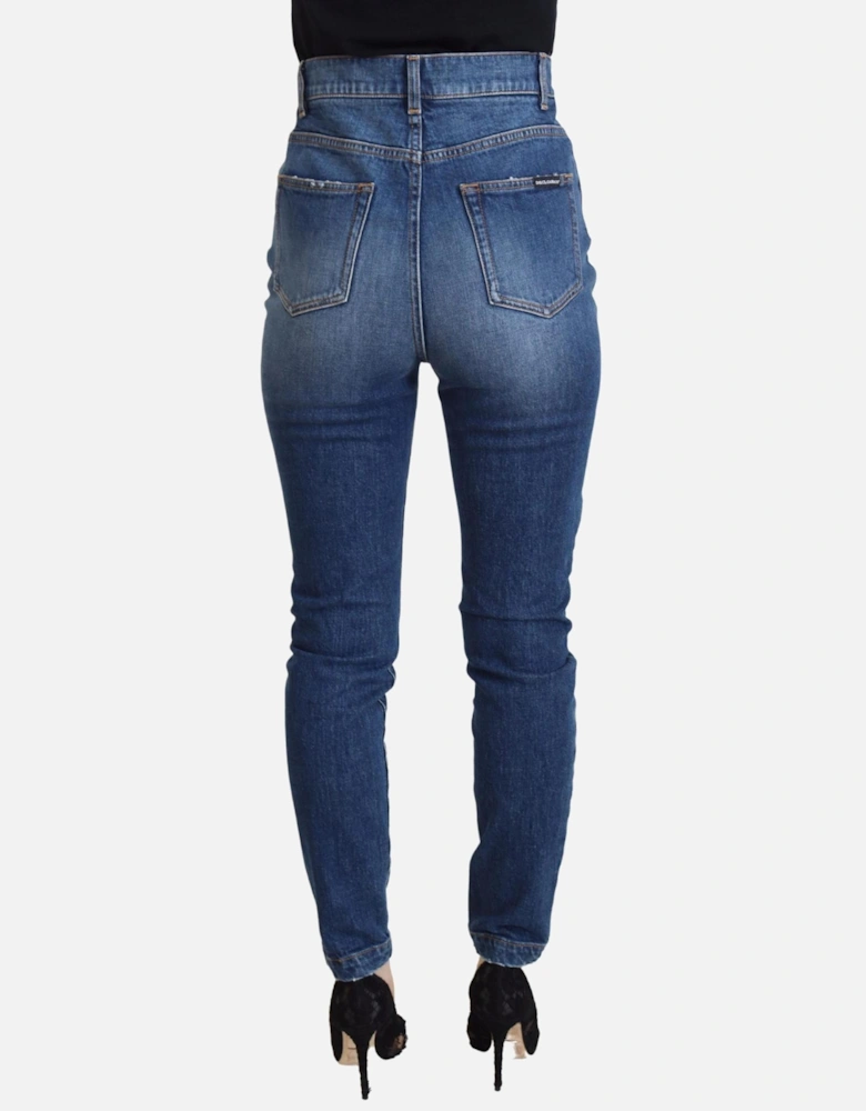 High Waisted Skinny Jeans Mid Wash Women - Blue Jeans