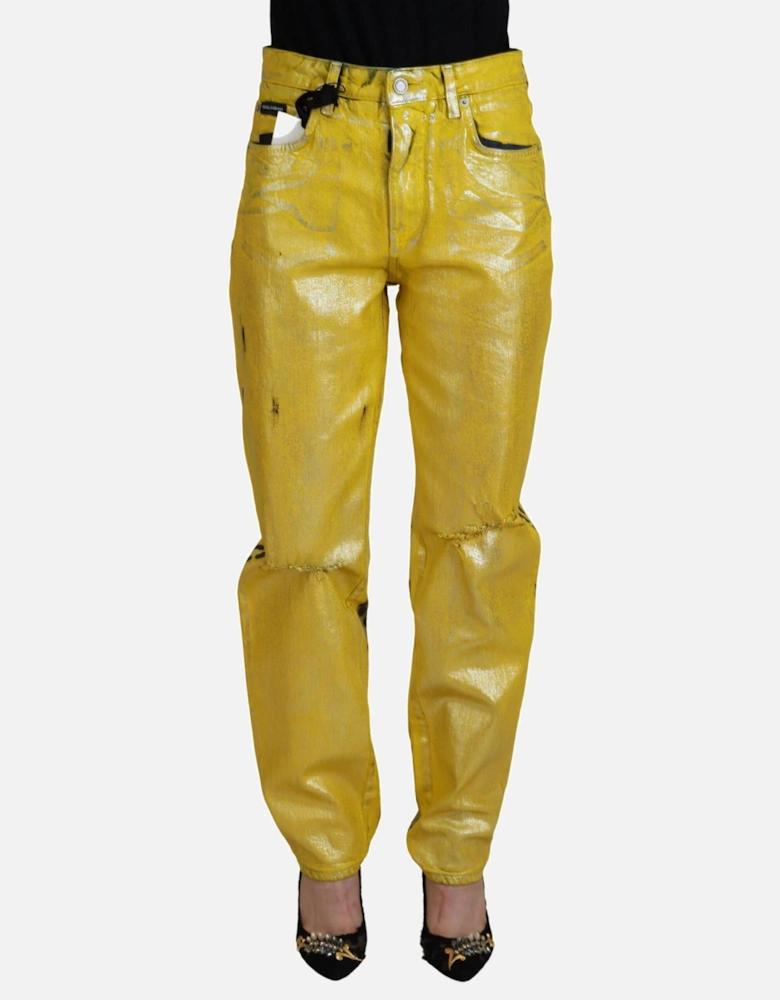 Dolce Gabbana Metallic Gold Jeans Women - Yellow Jeans