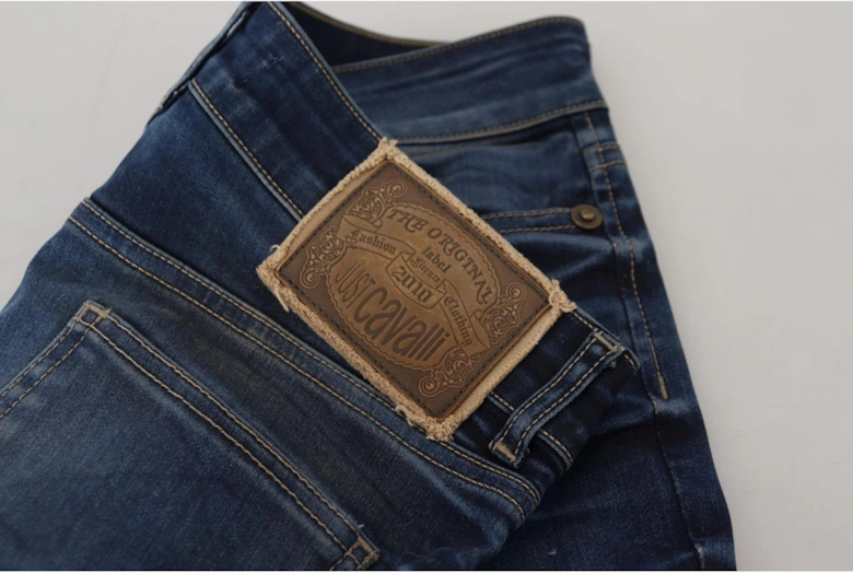 Low Waist Denim Pants with Zipper Closure Women - Blue Jeans