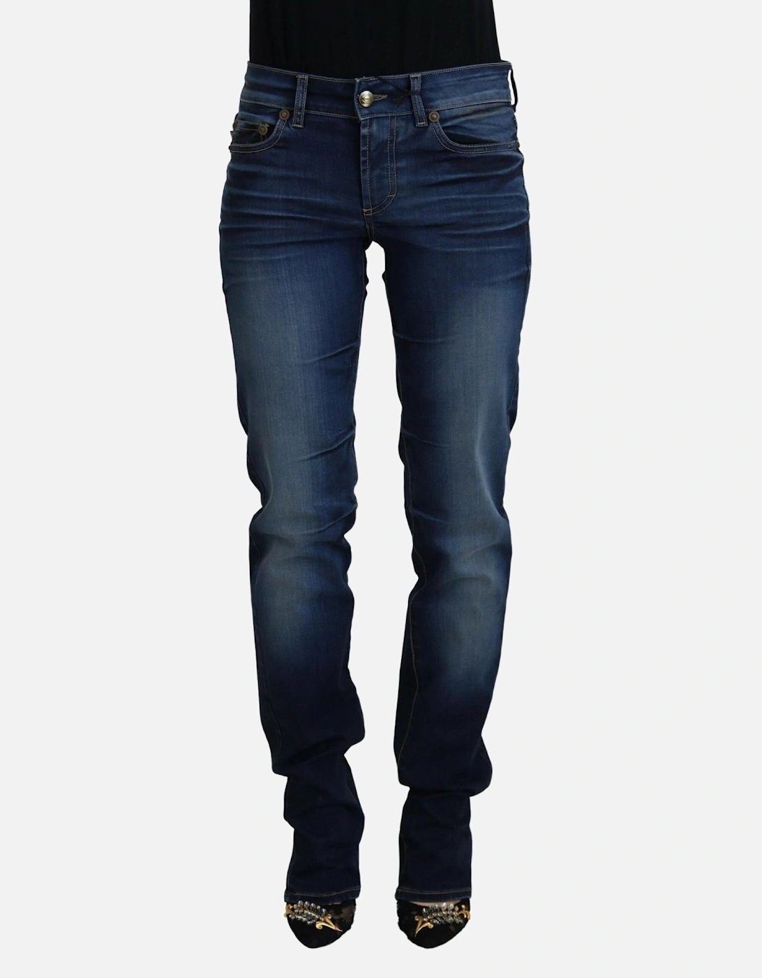Low Waist Denim Pants with Zipper Closure Women - Blue Jeans, 6 of 5