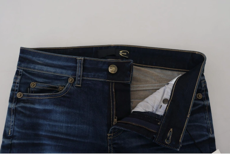 Low Waist Denim Pants with Zipper Closure Women - Blue Jeans