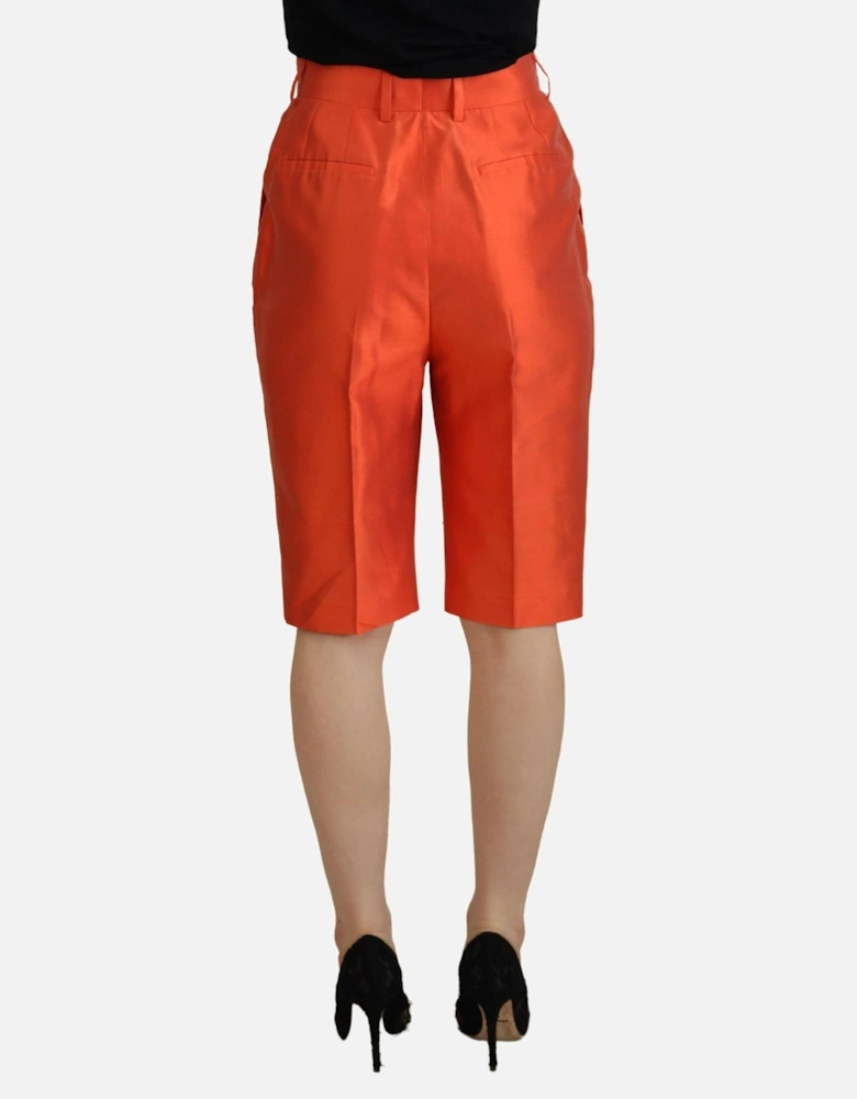 High Waist Cropped Silk Pants Women - Orange Jeans