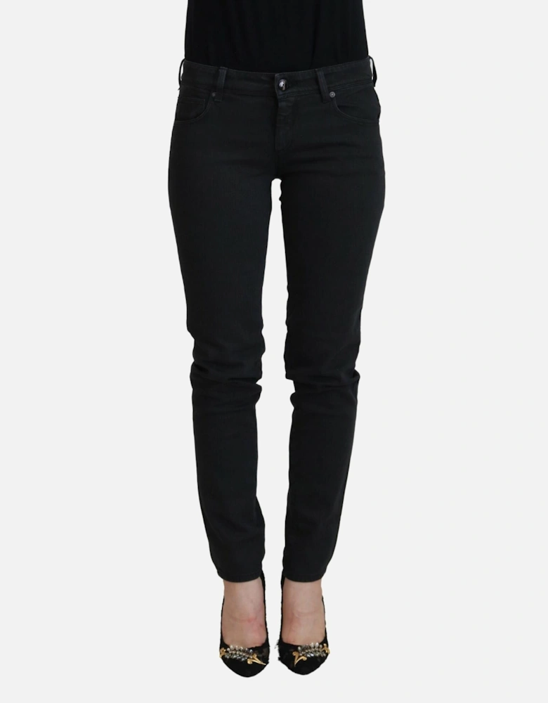 Low Waist Skinny Jeans with Zipper Closure Women - Black Jeans