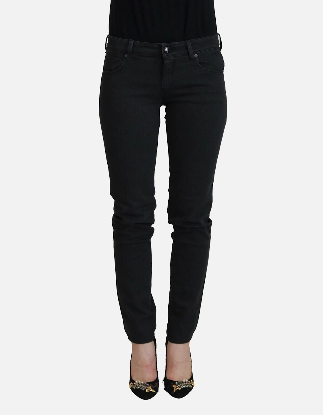 Low Waist Skinny Jeans with Zipper Closure Women - Black Jeans, 7 of 6
